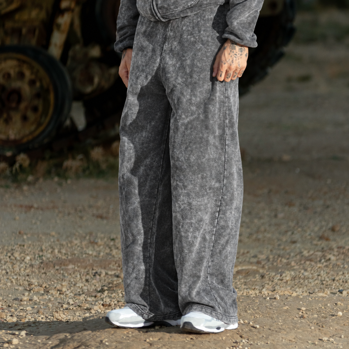Grey acid washed sweatpants
