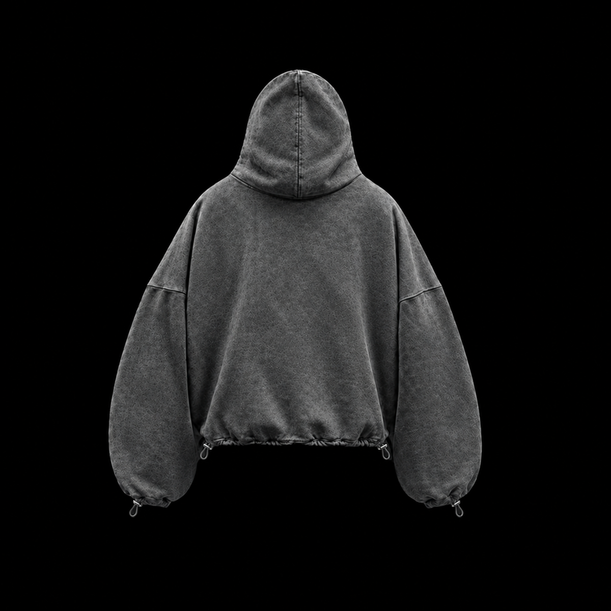 Grey acid washed zip up hoodie