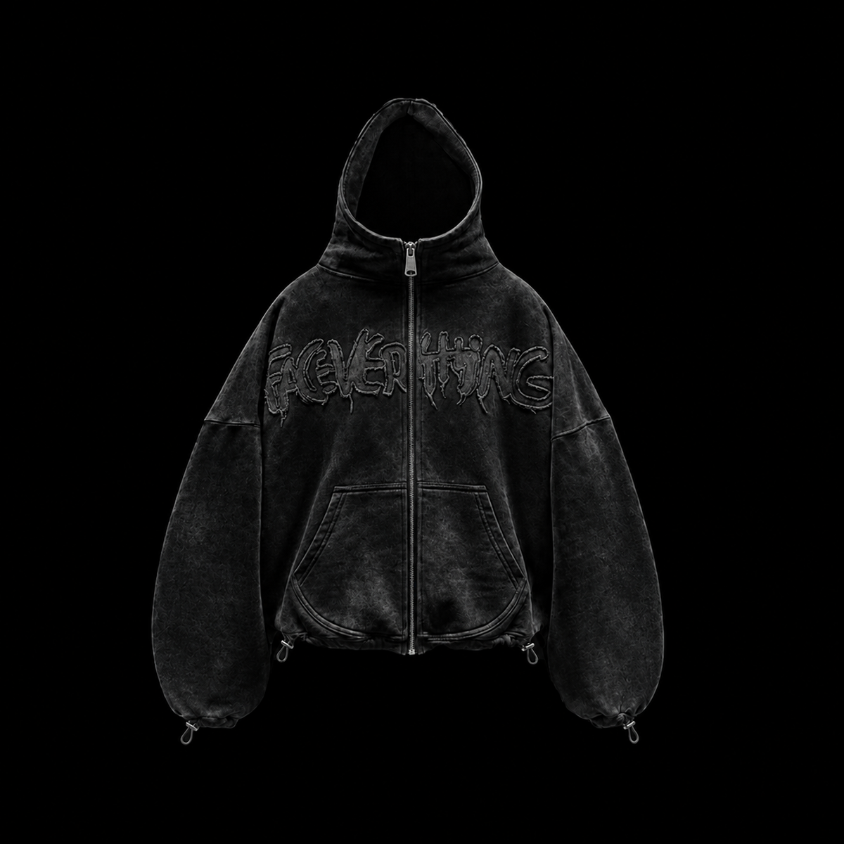 Acid washed zip up hoodie