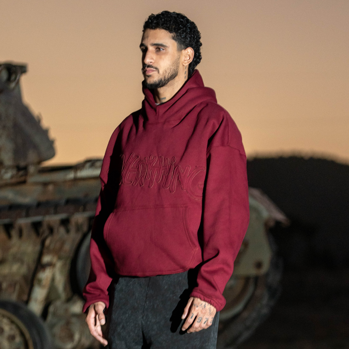 Burgundy fear hoodie
